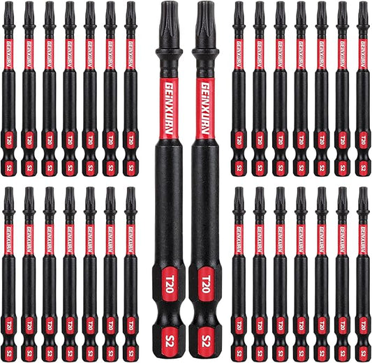 30Pieces T20 3 In. Insert Driver Bits,Impact Tough Magnetic #20 Torx Head Power Bits, S2 Alloy Steel T20 Screwdriver Bit Set