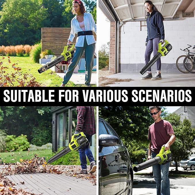 EWORK 21V Cordless Leaf Blower, Powerful Turbo Mode & 550 CFM, 2횞3.0Ah Batteries & Fast Charger, Lightweight Electric Leaf Blowers for Lawn Care, Patio, Leaves & Dust