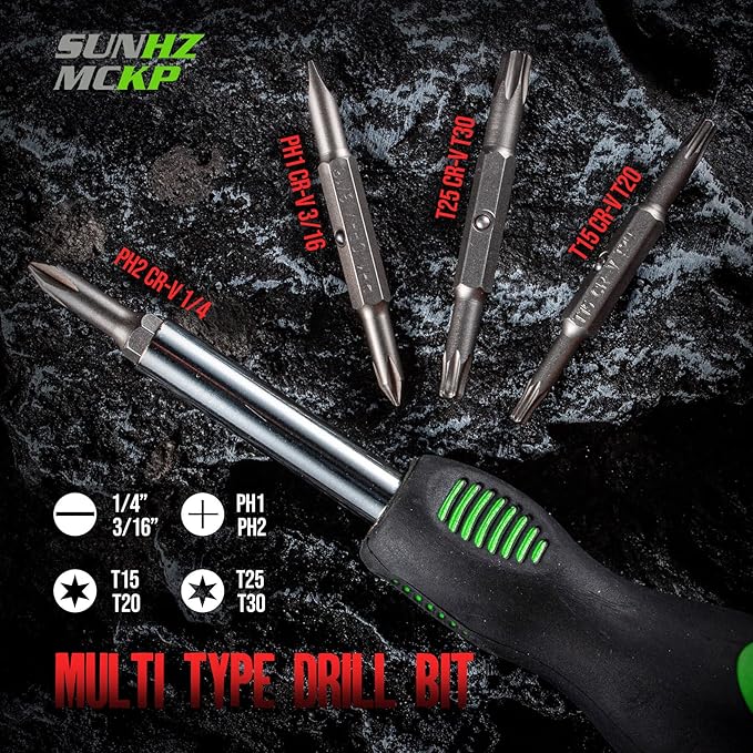 SUNHZMCKP 8 in 1 Screwdriver, Portable multi-purpose screwdriver set竊똇igh-Strength Bits, Phillips, Slotted, Torx竊똕uitable for outdoor and daily repair tools,Practical hand tools