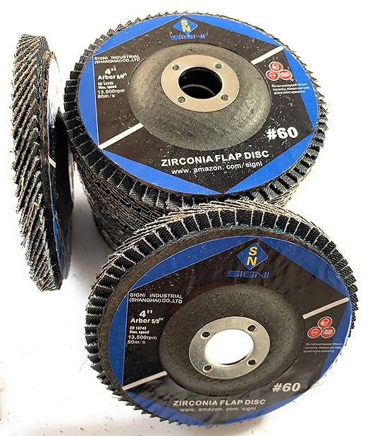 SIGNI 4" x 5/8" Premium Zirconia Flap Discs T27 10-Pack (Grit 60#)