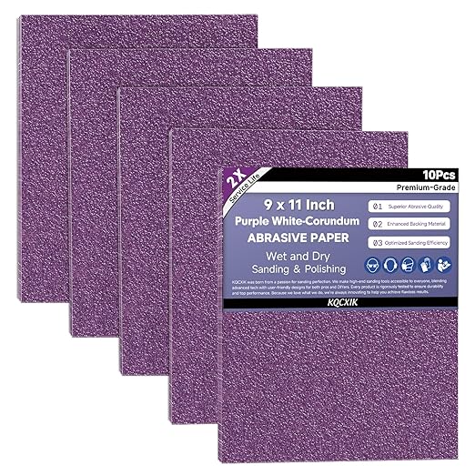 Premium White Corundum 60 Grit Sandpaper, 9 x 11 Inch Heavy Duty Wet Dry Abrasive Sheets for Wood Metal Automotive Coarse Sanding and Smoothing 10Sheets