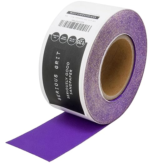 Serious Grit - 120 Grit Ceramic Grain PSA Sandpaper Roll - Heavy-Duty Stickyback Adhesive Longboard Sanding Roll - 2.75" x 20 Yard Continuous Sand Paper for Wood, Metal, Autobody, Paint, Air Sanders.