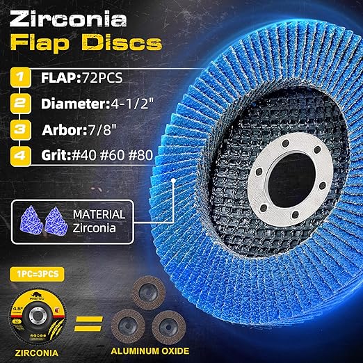 26 Packs Angle Grinder Cutting Flap Grinding Disc Wheel 4 1/2in Inches - 20 Packs 4.5"x1/4"x7/8" Cut off Wheels,3 Packs 4.5"x7/8" 60 Grit Flap Discs, 3 Packs 4.5"x1/25"x7/8" Grinding Wheels