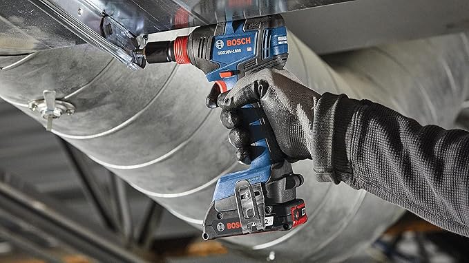 BOSCH GXL18V-601B25 18V 6-Tool Combo Kit with 2-In-1 Bit/Socket Impact Driver, Hammer Drill/Driver, Reciprocating Saw, Circular Saw, Angle Grinder, Floodlight and (2) CORE18V 4 Ah Compact Batteries