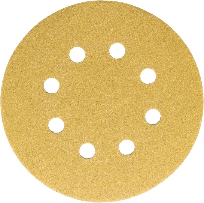 Dura-Gold Premium 150 Grit 5" Sandpaper Discs, 8 Hole Pattern Dustless, 50 Discs - Hook & Loop Backing for Orbital DA Sander, Detailing Finishing Color Sanding Automotive Paint Woodworking
