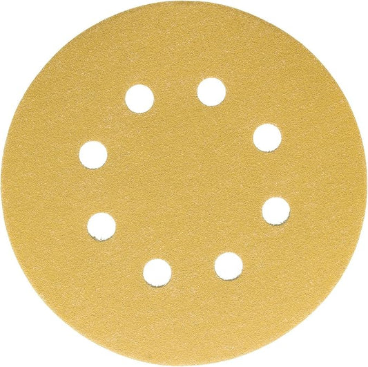 Dura-Gold Premium 150 Grit 5" Sandpaper Discs, 8 Hole Pattern Dustless, 50 Discs - Hook & Loop Backing for Orbital DA Sander, Detailing Finishing Color Sanding Automotive Paint Woodworking