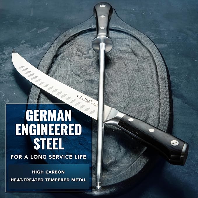 Cutluxe Honing Rod, Sharpening Steel for Kitchen Knives ??12" Honing Steel ??Ergonomic Handle Design ??Artisan Series