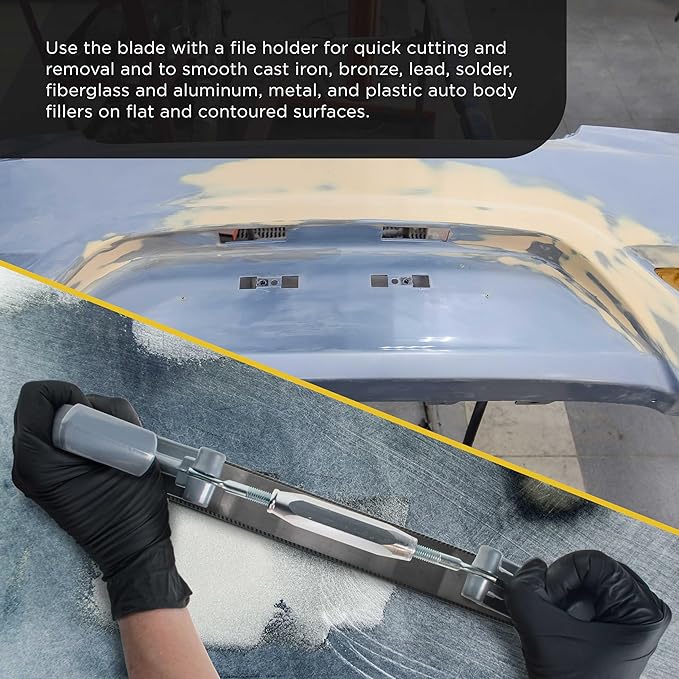 Dura-Gold Adjustable Flexible Body File Holder with 14" Double-Sided Bastard File Blade, 9 Teeth Per Inch - Adjusts to Curved Convex or Concave for Shaping, Smoothing, and Filing Contoured Surfaces