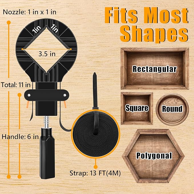 Feekoon 8 Packs 13 FT Belt Band Strap Clamps for Woodworking, Quick Release Band Clamps with 4 Corner Claws, Thick and Sturdy Belt Clamp, Adjustable Picture Frame Clamp Tool