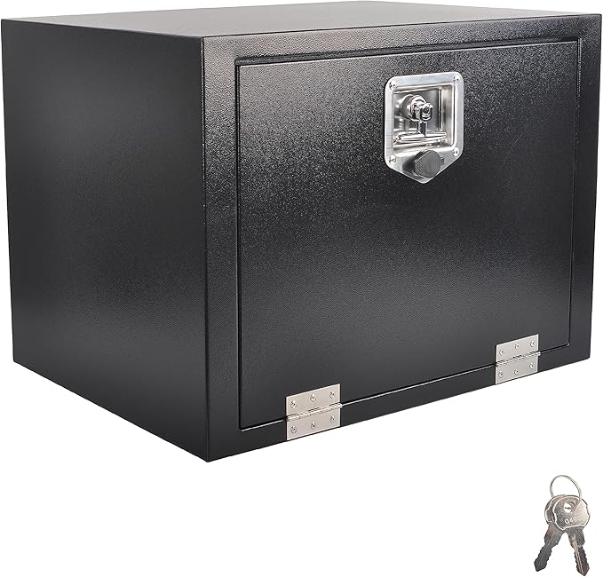 Steel Truck Tool Box, Gesexi 24’’ Underbody Truck Tool Boxes for Trailer, Rv -Black（24x18x18 Inch）