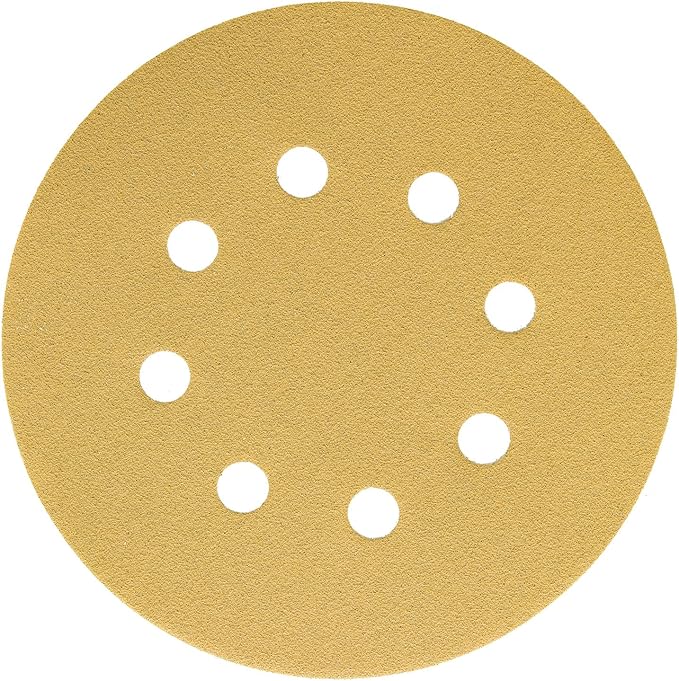 Dura-Gold Premium 120 Grit 5" Sandpaper Discs, 8 Hole Pattern Dustless, 50 Discs - Hook & Loop Backing for Orbital DA Sander, Detailing Finishing Color Sanding Automotive Paint Woodworking