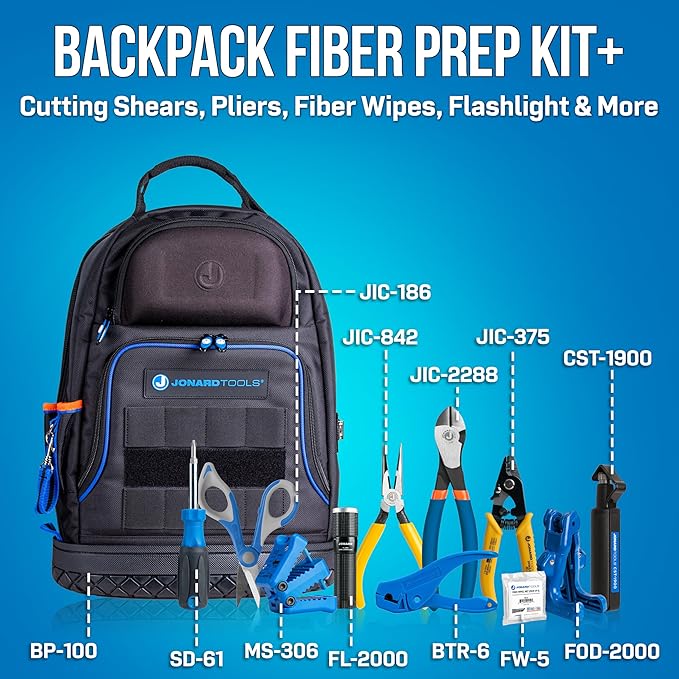 Jonard Tools TK-121B Backpack Fiber Prep Kit+