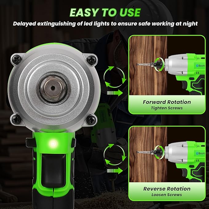 BOOTEE Cordless Impact Wrench 1/2 Inch, 516ft-lbs (700N?팵) Brushless Impact Gun, 3500RPM w/2x4.0Ah Battery, 5 Sockets, High Torque Electric Impact Driver for Car/Truck/Home DIY