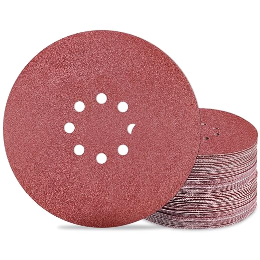 9 inch Sanding Discs 100 Grit 8 Holes Hook and Loop Sandpaper for Drywall Sander 60Pack