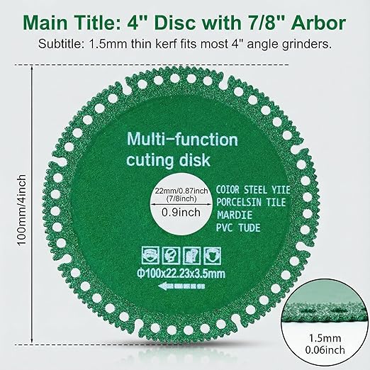 12 Pack Indestructible Disc 2.0 - Cut Everything in Seconds, 4 Inch Indestructible Disc for Grinder for Angle Grinder 7/8 inch, Circular Saw Blades for Rock Slab, Tile Ceramic Metal Wood PVC Pipe
