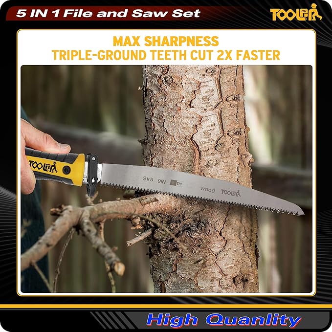 5 Multi founction Saw & File Set, Precision Razor, Drywall, 9 Inch Heavy Duty Extra Long Blade Saws Wood File, for Wood, Drywall, Craft, Home Repair, Portable Toolbox