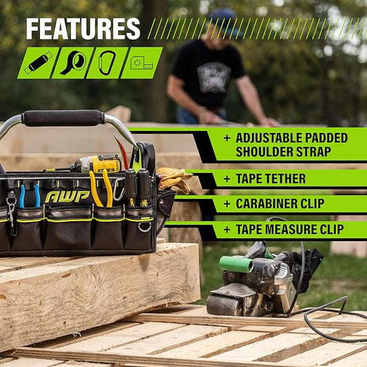 AWP Tool Bags, Premium Tool Bag, Black, Durable Tool Tote, for Professionals and Contractors