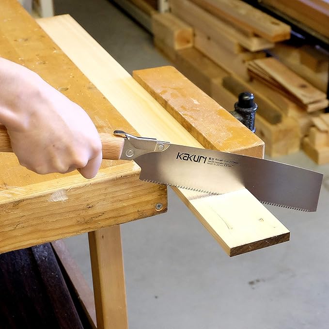 KAKURI Japanese Pull Saw Rough Cut 10.5" for Woodworking - Professional Handsaw for Fast Wood Cutting - Red Oak Handle with Oil Finish - Tool-Free Blade Replacement - Made in Japan