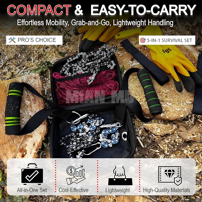 55 Inch High Limb Rope Saw – Dual Sided Pocket Chainsaw with 70 Sharp Teeth 360° – Rope Tree Saw High Limb Tool with Storage Box for Outdoor Adventures