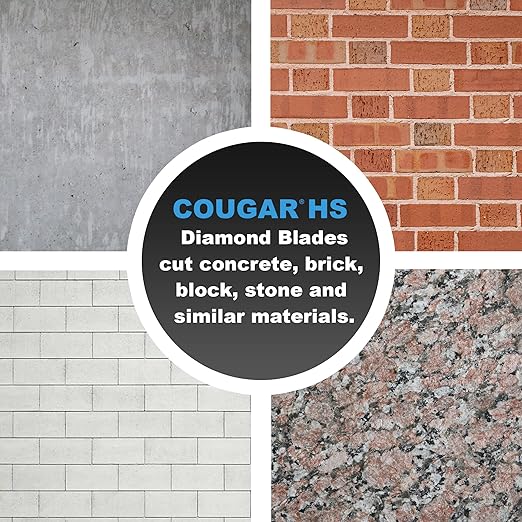 Cougar HS 24 Inch Diamond Concrete Saw Blade, Premium General Purpose Segmented Blade, Dry/Wet Cutting Concrete, Masonry, Brick, & Block 1" Arbor