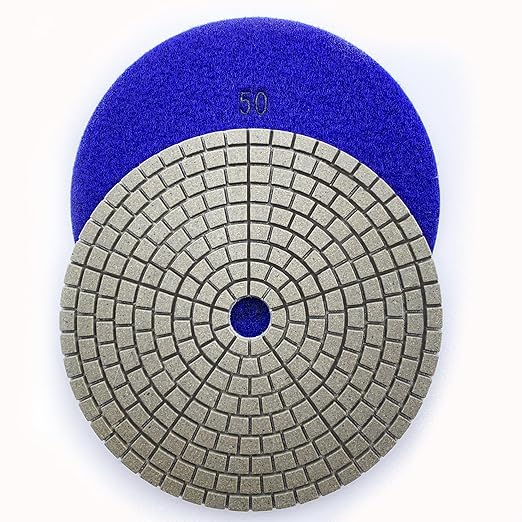 7" High Performance Dry Stone/Concrete Polishing Pads, 2.2mm Segment Height, Turbo Style, 50 Grit
