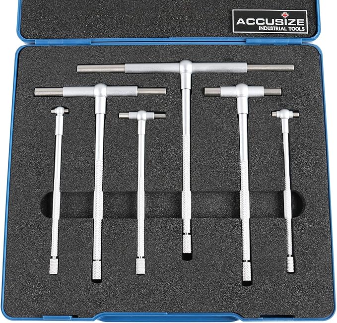 Accusize Industrial Tools Premium 5/16'' - 6", 6ps/Set Telescoping Gage Set, Satin Chrome Finished, 3602-5018