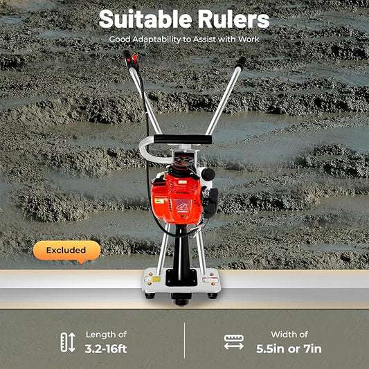 4-Stroke Gas Concrete Vibrating Machine, 900W 35.8CC Commercial Power Screed Vibrating Screed Power Unit Concrete Wet Screed Gasoline Cement Vibrator with 0.65L Fuel Tank for Pavement & Bridge Decks