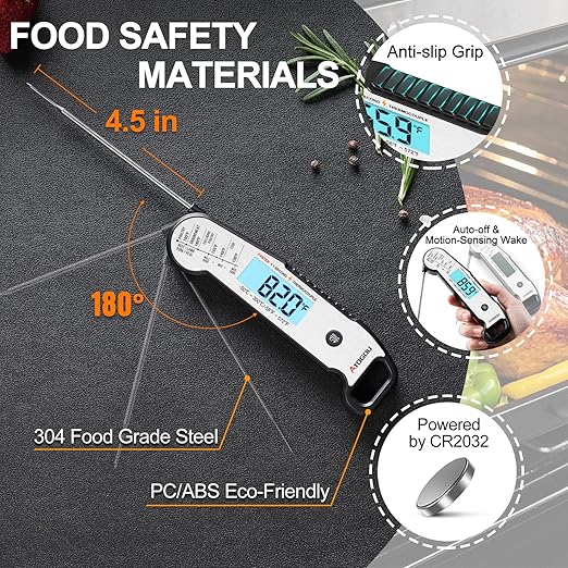 Atogou Professional Food & Meat Thermometer, 1 Sec Instant Read & 짹0.5??Accuracy, Thermocouple Sensor, IP67 Waterproof Digital Thermometer for Cooking, BBQ, Grill Gifts for Men Him Dad Birthday