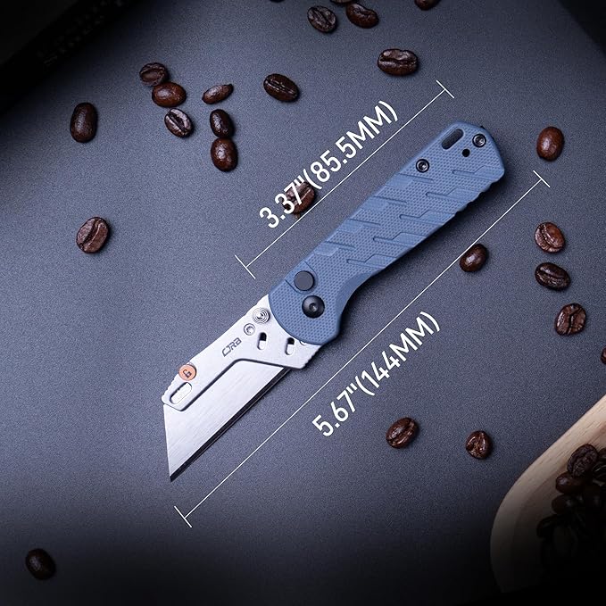 CJRB Boxer Folding Utility Knife, Small EDC Knife with G10 Handle, Includes 10PCS Total Blades(J1967 Blue)