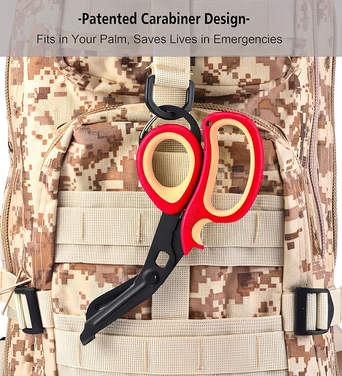 MEUUT 2 Pack Medical Scissors Trauma Shears with Carabiner design, 7.5" Fluoride Coated Non-stick Blades Bandage Scissor for Nurses, EMT, Household, outdoors