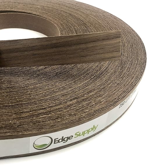 Edge Supply Walnut 1 in x 50 ft Roll ??Pre-Glued Iron On Wood Veneer Tape ??Wood Veneer Edge Banding Tape with Hot Melt Adhesive, Smooth Sanded Finish Ideal for Furniture & DIY, Made in USA