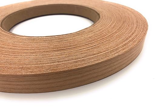 Edge Supply Cherry 7/8 in x 250 ft Roll ??Pre-Glued Iron On Wood Veneer Tape ??Wood Veneer Edge Banding Tape with Hot Melt Adhesive, Smooth Sanded Finish Ideal for Furniture & DIY, Made in USA