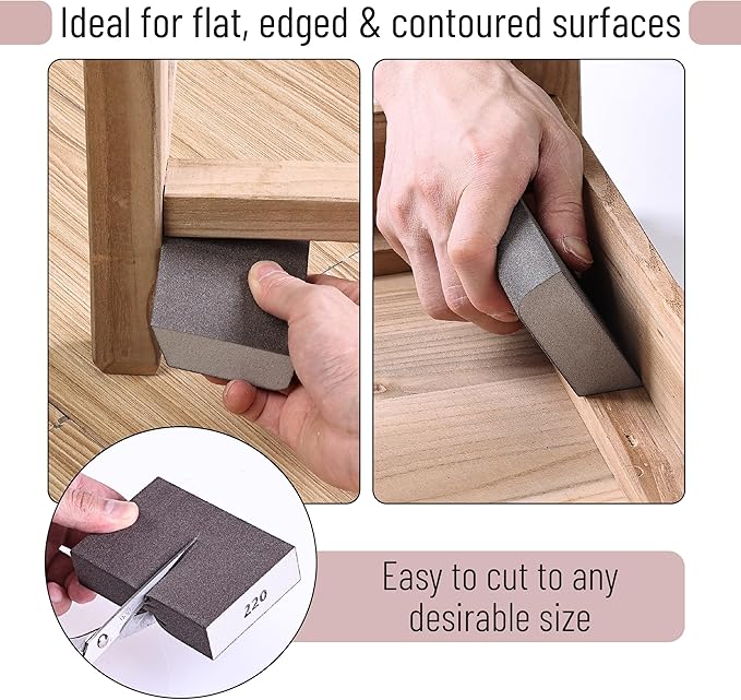 Bates- Sanding Sponge, 10pcs, 60/80/120/180/220 Grit Assortment, Washable and Reusable, Sandpaper Block Sander, Sanding Blocks for Wood, Sanding Pad, Drywall Sanding Block, Drywall Sanding Sponge