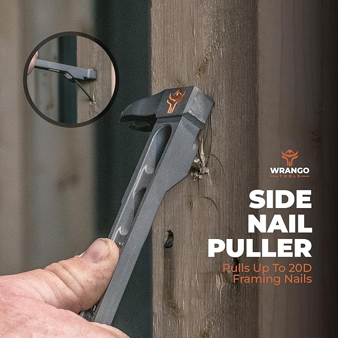 Wrango Tools 9.5" Titanium Nail Puller Cats Paw Pry Bar - 45% Lighter Than Steel - Side Nail Puller - 13mm Bolt Remover - Tools for Home Improvement, Construction & Demolition