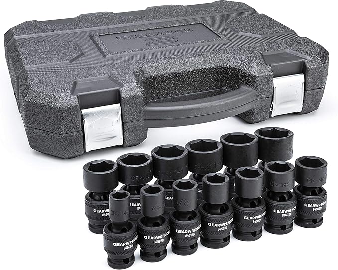 GEARWRENCH 13 Pc. 1/2" Drive 6 Pt. Standard Universal Impact Socket Set, SAE - 84938N