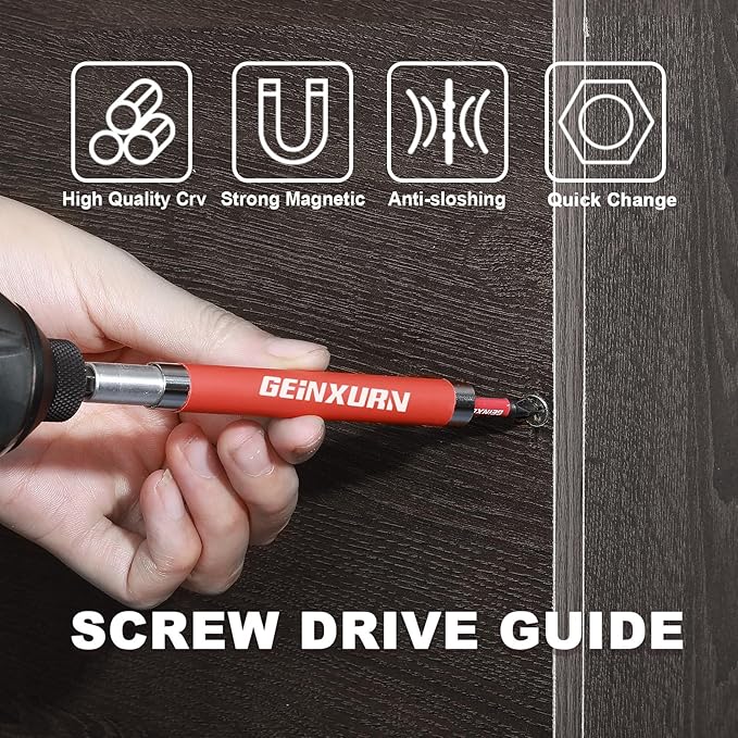 3 PCS Drive Guide with Self Retracting Sleeve(3.5?? and 10 Pcs Screwdriver Bit, Magnetic Drill Bit Tip Holder for Prevent Screws Shaking When Driving