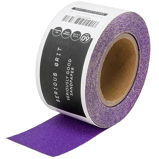 Serious Grit - 60 Grit Ceramic Grain PSA Sandpaper Roll - Heavy-Duty Stickyback Adhesive Longboard Sanding Roll - 2.75" x 10 Yard Continuous Sand Paper for Wood, Metal, Autobody, Paint, Air Sanders.