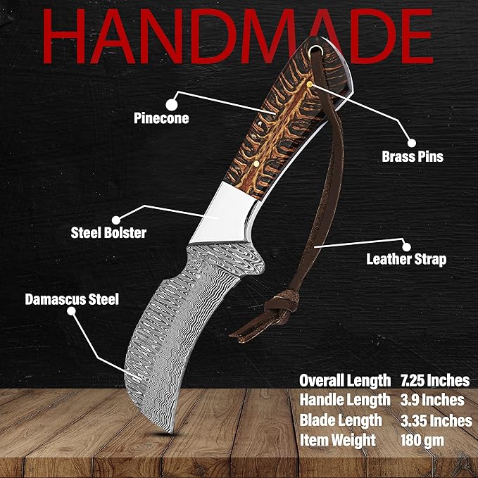 Handmade 1095 Steel Lineman’s Hawkbill knife with Leather sheath, Heavy Duty Utility Knife blade Electrician Wire Skinning knife for professional.