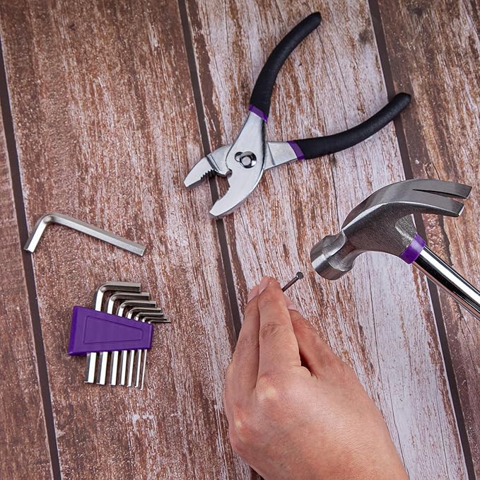 CARTMAN 126-Piece Home Tool Set Kit, Basic Household Hand Tools with Storage Case Purple
