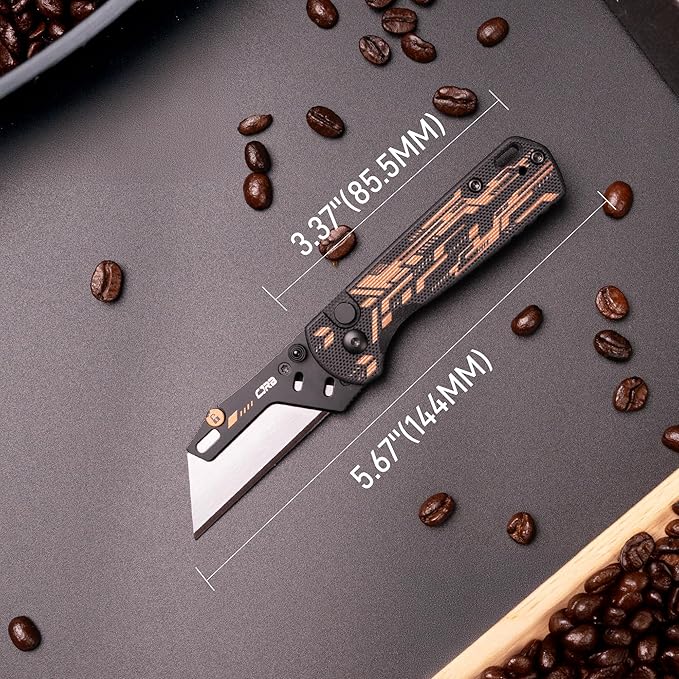 CJRB Boxer EDC Folding Utility Knife, Small Pocket Knife with G10 Handle, Includes 10PCS Total Blades(J1967 Mech Black)
