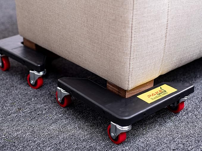 Furniture Corner Mover 3 Wheel Dolly- Low Profile Wheel Dollies Set of 4-880 lb. Load Capacity