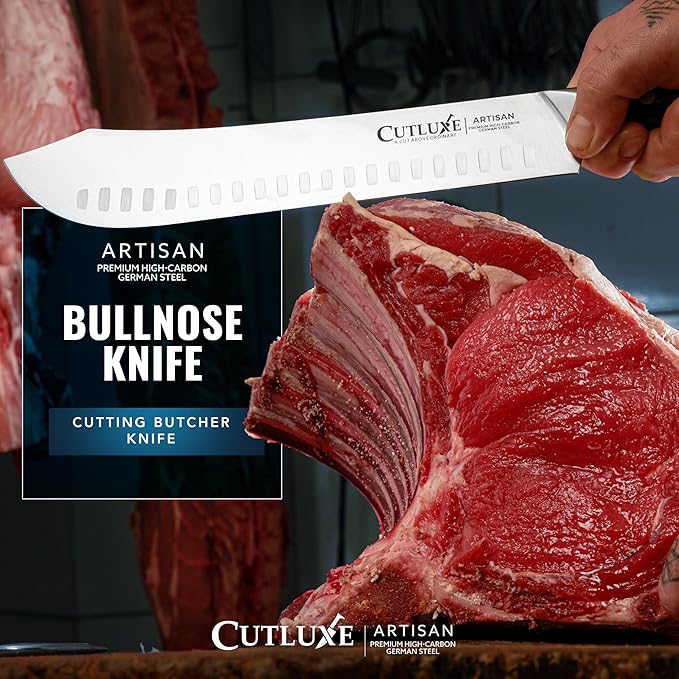 Cutluxe Butcher Knife ??10??Bullnose Carving Knife, Forged High Carbon German Steel ??Full Tang & Razor Sharp ??Ergonomic Handle Design, Grilling Gifts for Men ??Artisan Series