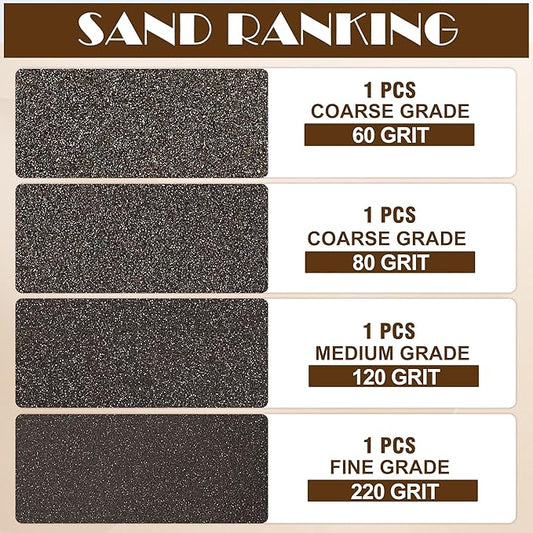 4pcs Sanding Blocks Assortment Kit, Sponge Sand Block Washable and Reusable, Wet & Dry Sandpaper Block for Wood Metal Drywall and Furniture Paint - 60/80/120/220 Grit