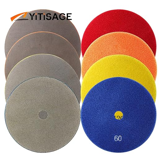 7 Inch Electroplated Diamond Grinding/Polishing Pads Sanding Granite Concrete Glass Metal Stone Grinding Disc(grit 60/120/200/400-4pcs)