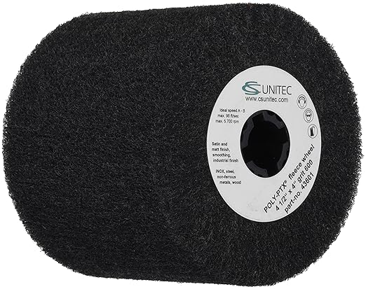 CS Unitec | PTX Fleece Nonwoven Wheel | 600 Grit Metal & Wood Grinder Polisher Tool Wheel Attachment | 4" Diameter x 4-1/8" Wide