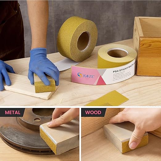 S SATC 40 Grit Pink PSA Longboard Sandpaper 20 Yard Long Continuous Roll, 2-3/4" Wide Self Adhesive Stickyback Sanding Sheets for Automotive, Hand Sanding Blocks,Woodworking