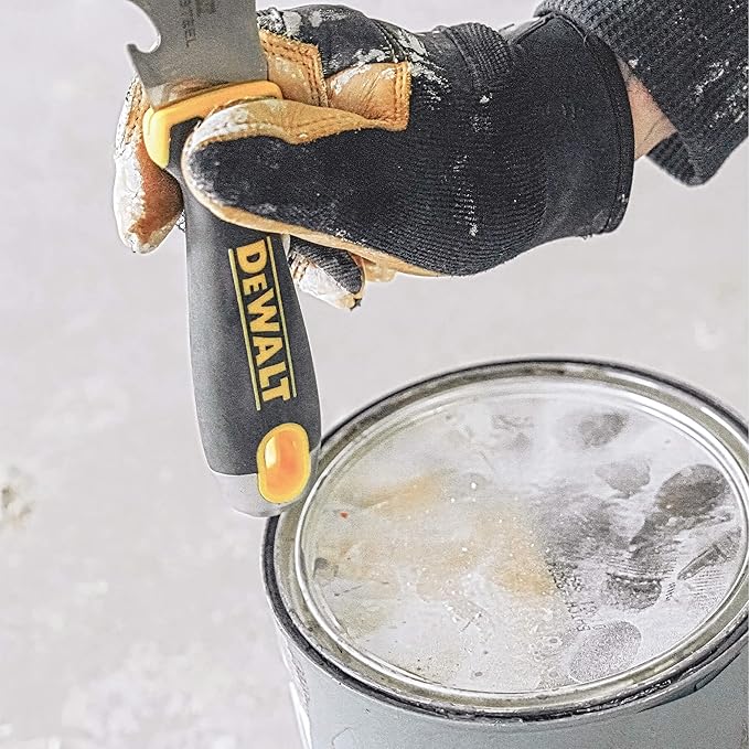 DEWALT 9-in-1 Painter's Tool | Straight Scraper, Curved Scraper, Gouger, Roller Cleaner, Can Opener, Bottle Opener, Nail Puller, Screwdriver, Hammer | Carbon Steel w/Soft Grip Handle | DXTT-2-200
