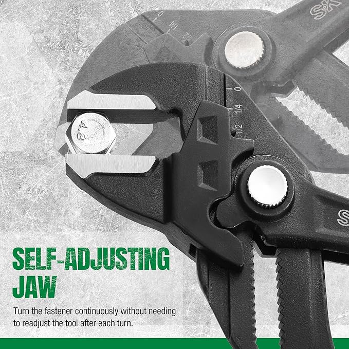 SK 10-Inch Pliers Wrench, Premium CR-V Construction, Smooth Parallel Jaws with Comfortable Grips