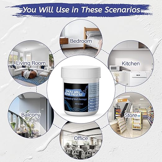 Oriflame Drywall Repair Kit: 8.5 Ounce Spackle Wall Repair with Patch/Scraper/Sandpaper/Gloves - White Wall Putty for Nail Holes/Cracks/Dents/Stains/Peeled Wall (2)