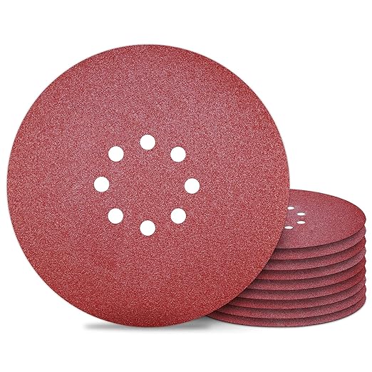 Awutzut 9 inch Sanding Discs 80 Grit 8 Holes Hook and Loop Sandpaper for Drywall Sander 10Pack